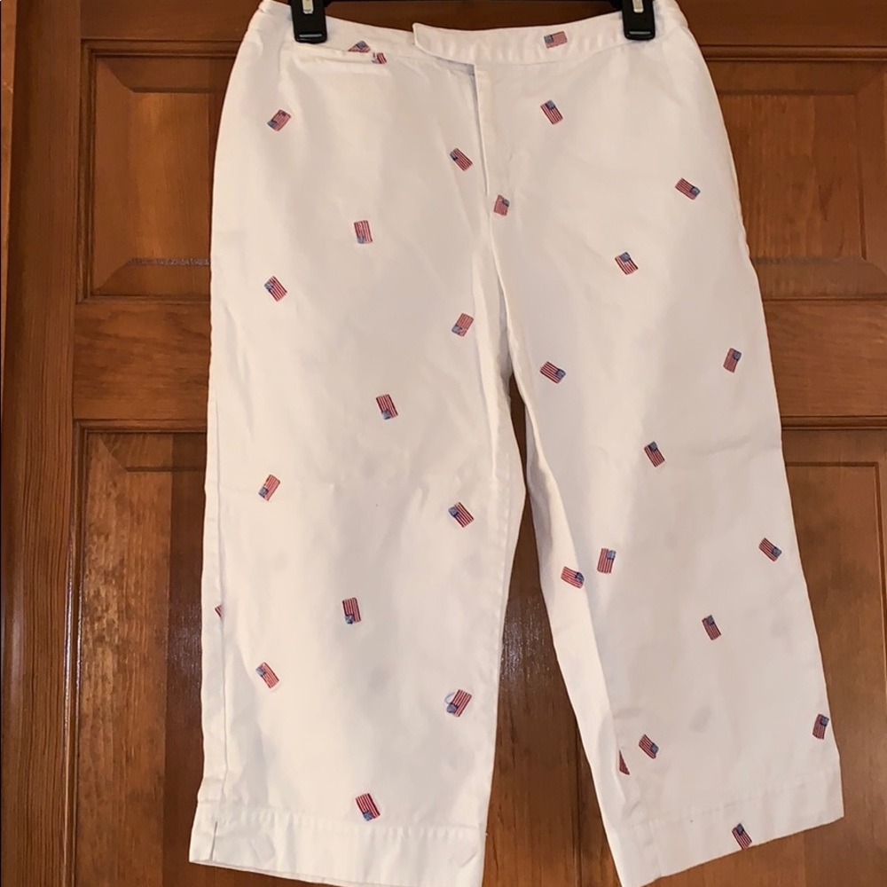Bay Studio Women’s 4P White Capri American Flagged